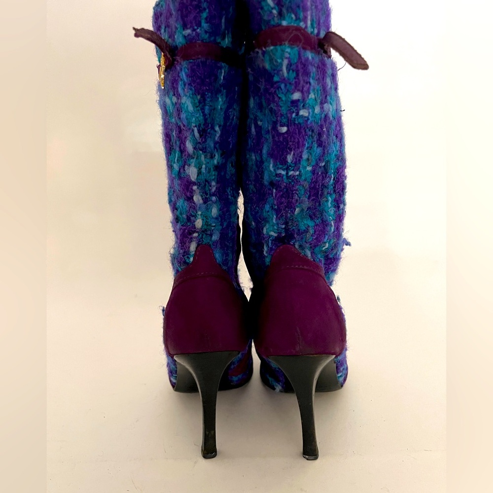 D&G BOOTS 1996 PURPLE SUEDE AND TARTAN WOOL MULTI IT37 used - Picture 7 of 16
